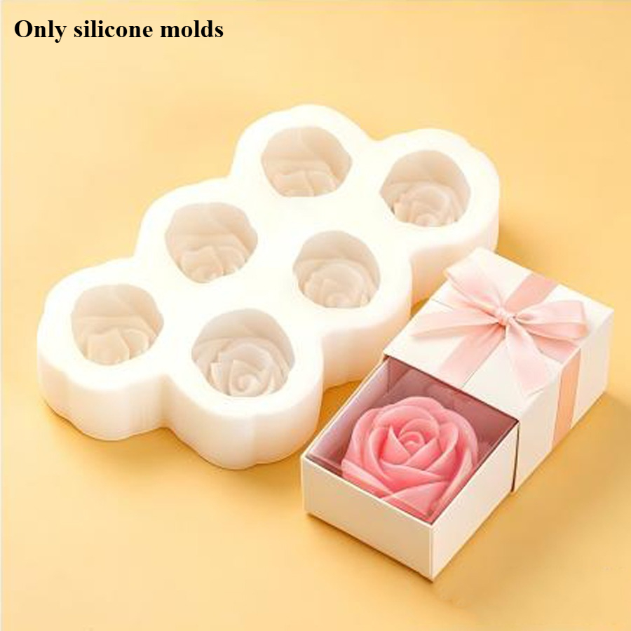 Candle Making For Beginners - 6-delige set roosvormige siliconen kaarsenvormen, 3D