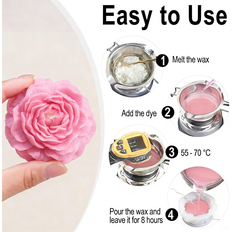 5-delige bloemkaarsvormset, 3D - Candle Making For Beginners recensie en prijs